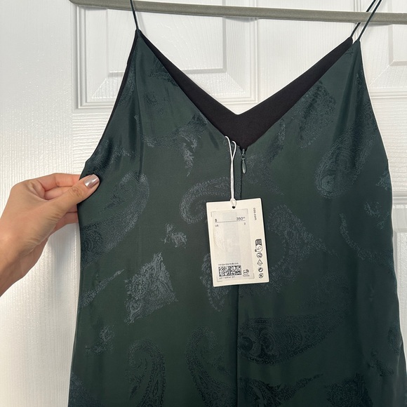 Cos Tiered Paisley Jacquard Silk Maxi Green Dress - Picture 5 of 10